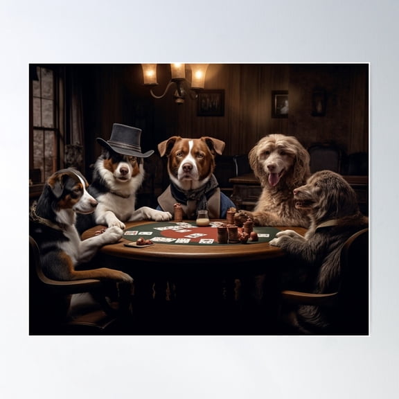 Dogs playing poker Poster, 16x24 UNFRAMED