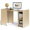 thumbnail image 1 of Costway Extendable Computer Desk Reversible Study Writing Desk w/ Mobile Shelves Natural, 1 of 10