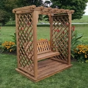 A & L Furniture Covington 7 ft. High Cedar Arbor with Deck and Swing