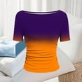 thumbnail image 6 of YUGYXL Gradient Colors T Shirts for Women Casual Crew Neck Short Sleeve Tunic Tops Pleated Slim Fit Fashion Summer Tees Orange Tops XXL, 6 of 7