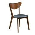 thumbnail image 2 of Set of 2 Black Leatherette Dining Chairs with Walnut Legs - Mid-Century Modern Style, 2 of 5