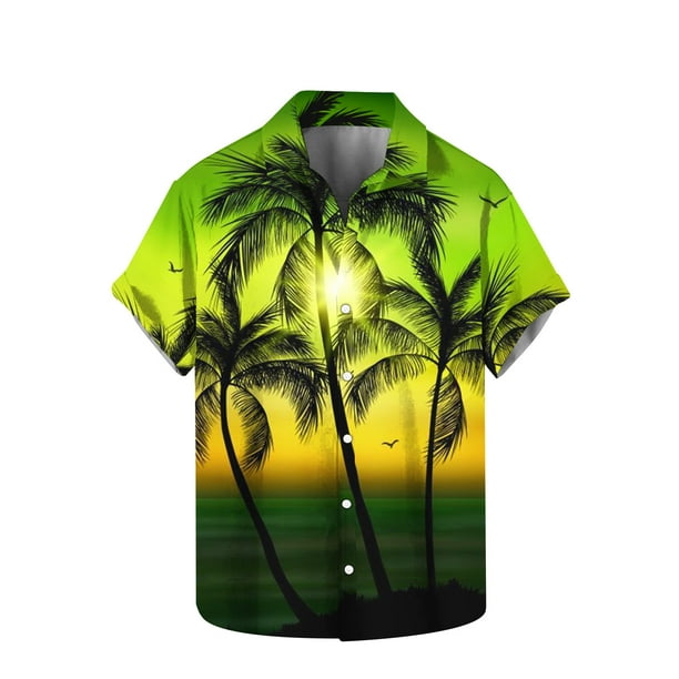 Camisas de Manga Corta para Hombre Impresas Turndown Collar Superior, Estirable Casual de Manga Corta Blusa