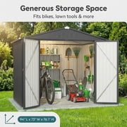 Lofka 8x6 FT Outdoor Storage Shed Lockable Waterproof Rust Resistant Garden Tool Shed Dark Grey