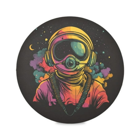 

WOBOGO Outer Space Astronauts Pattern Round Placemats Set of 1 Heat Resistant Washable Kitchen Table Decorations 15.4in