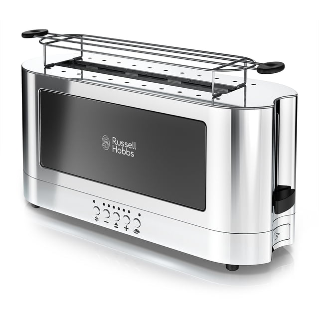Tostadora Russell Hobbs TRL9300BKR de vidrio, 2 rebanadas, larga