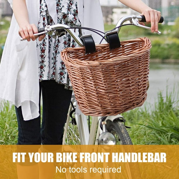 Dshaped Handlebar Bike Basket Wicker Front Handlebar Bicycle Basket