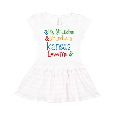 

Inktastic Kansas Grandma Grandpa Loves Me Gift Toddler Girl Dress