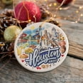 thumbnail image 3 of Artistic Houston Ceramic Ornament, Texas Souvenir with Vintage City Elements and Space Shuttle, 3 of 8