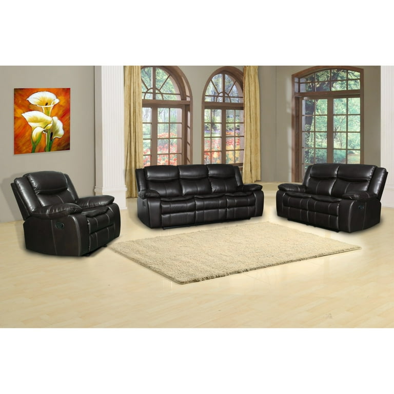 Three Piece Indoor Brown Microsuede Five Person Seating Set Three Piece Indoor Brown Microsuede Five Person Seating Set