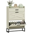 thumbnail image 1 of HOMCOM Narrow Shoe Cabinet with 2 Flip Doors and Top Drawer, White, 1 of 10