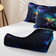 thumbnail image 4 of Manfei Sparkling Multicolor Galaxy Print Quilt King,Dreamy Interstellar King Coverlet Set,Black Reversible,3 Pieces,1 Bedspread and 2 Pillowcases, 4 of 7