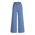 thumbnail image 6 of RongHuan Women's Wide Leg Jeans Casual High Waisted Workout Pants Relaxed Fit Stretch Denim Pants for Daily, 6 of 9