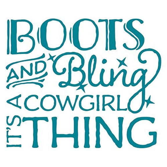 Boots & Bling It’S A Cowgirl Thing Western Wall Decal Quotes For Girls Room, Teal, 23x19-Inch