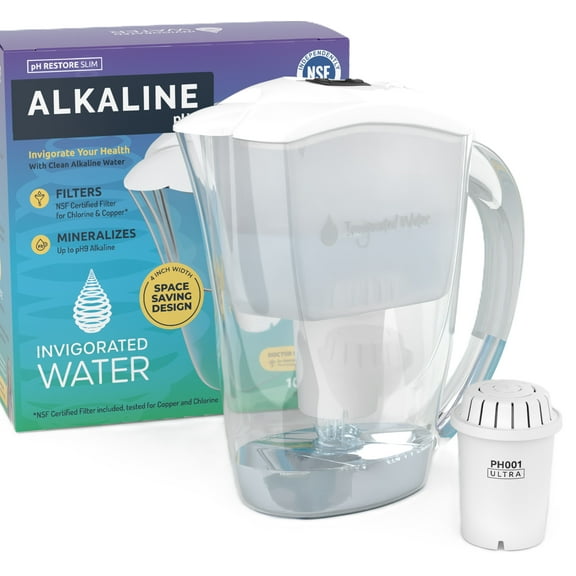 Invigorated Water pH Restore Slim 10 Cup Alkaline Water Filter Pitcher
