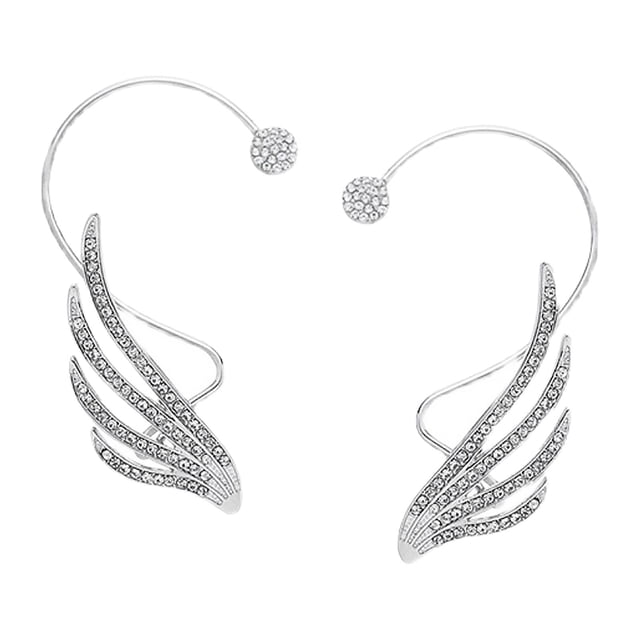 lionlar 2Pcs Ear Hanging Clip Earrings Ears Cuff Shiny Drill Alloy Over-Ear Rhinestone