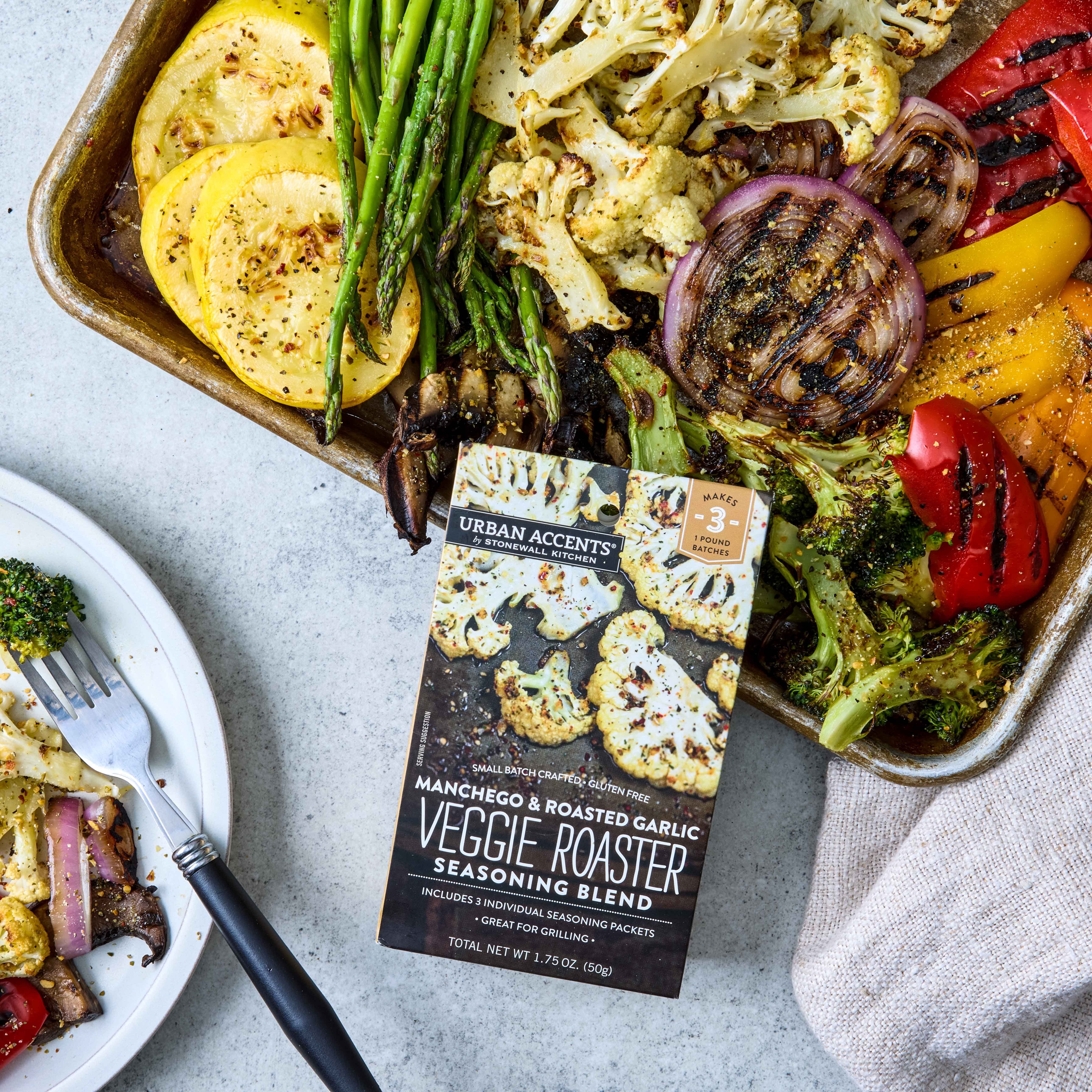 (4 pack) Urban Accents Veggie Roaster, Manchego & Roasted Garlic, Seasoning, 1.75 oz
