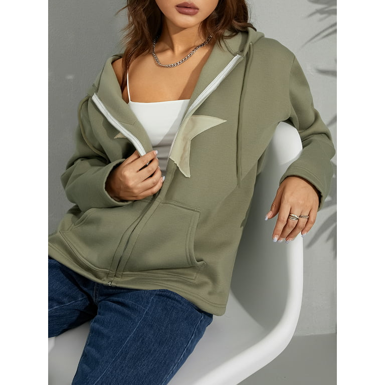 JYYYBF Women Vintage Zip Up Sweatshirt Jacket Y2K Biggorange Hoodies  Clothes Pockets Long Sleeve Hooded Pullovers 