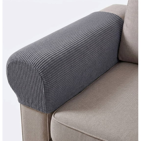 IRuiYinGo Stretch Armrest Covers 2 Pack Arm Covers for Chairs Couch Sofa Armchair Slipcovers for Recliner Sofa with Twist Pins, Gray