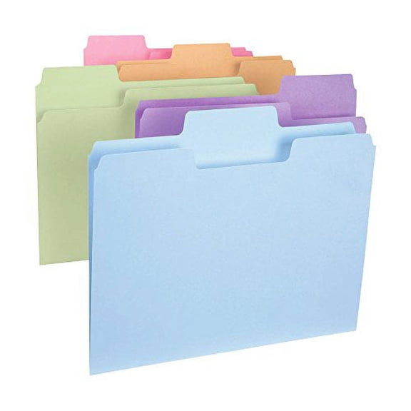 Smead SuperTab File Folder, 1/3-Cut Tab, Letter Size, Assorted Colors, 100 per Box (11961)