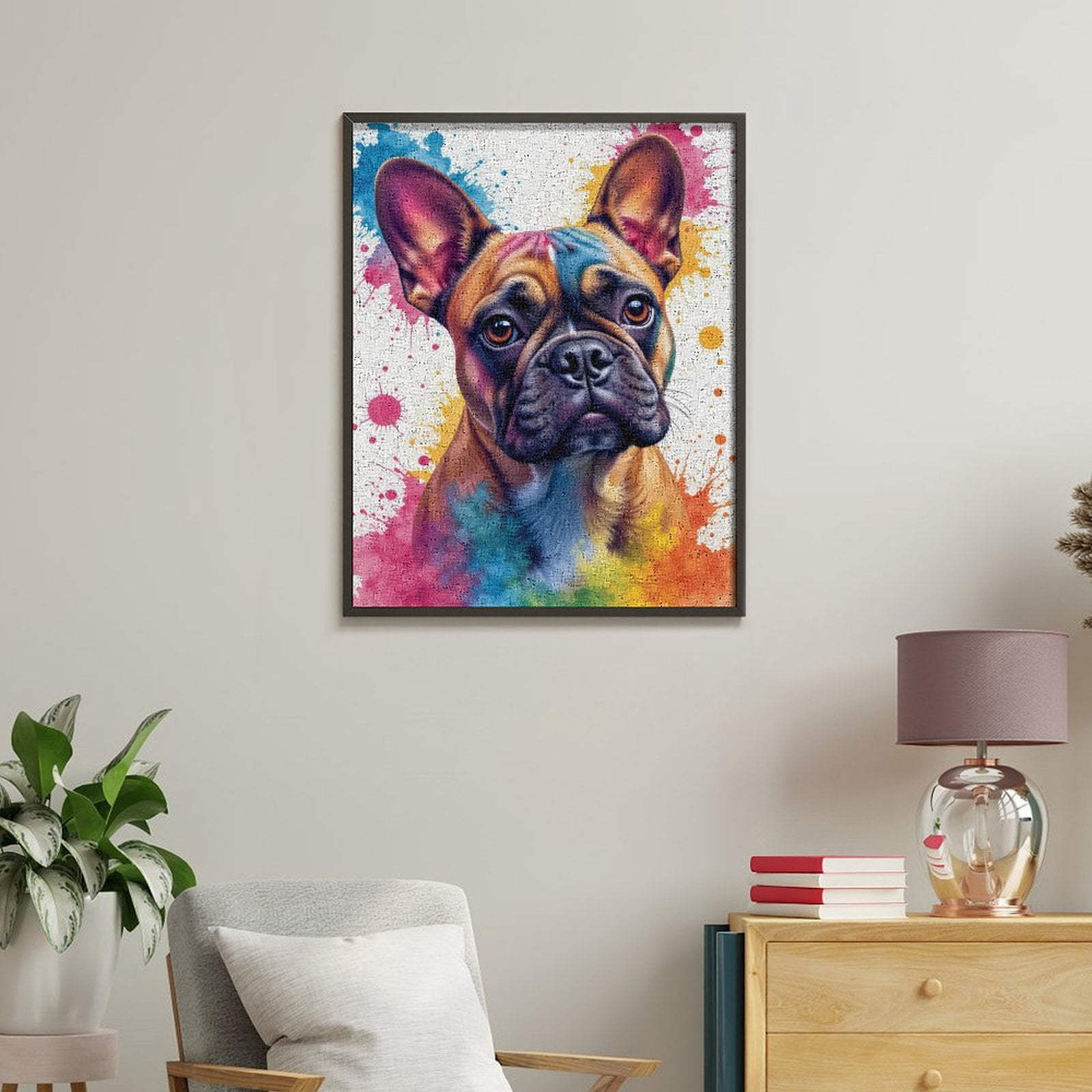 Paint By Numbers Kit for Adults Beginner - DIY Colorful Dog Art Splatter Background Canvas Painting Kits for Adults, Frameless Paint By Number for Adults for Home Wall Decor 16x20 Inch
