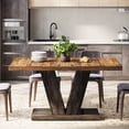 thumbnail image 3 of Tribesigns 47" Dining Table for 4, Wood Kitchen Dinner Table for Home, Dining Room, Black & Brown, 3 of 5