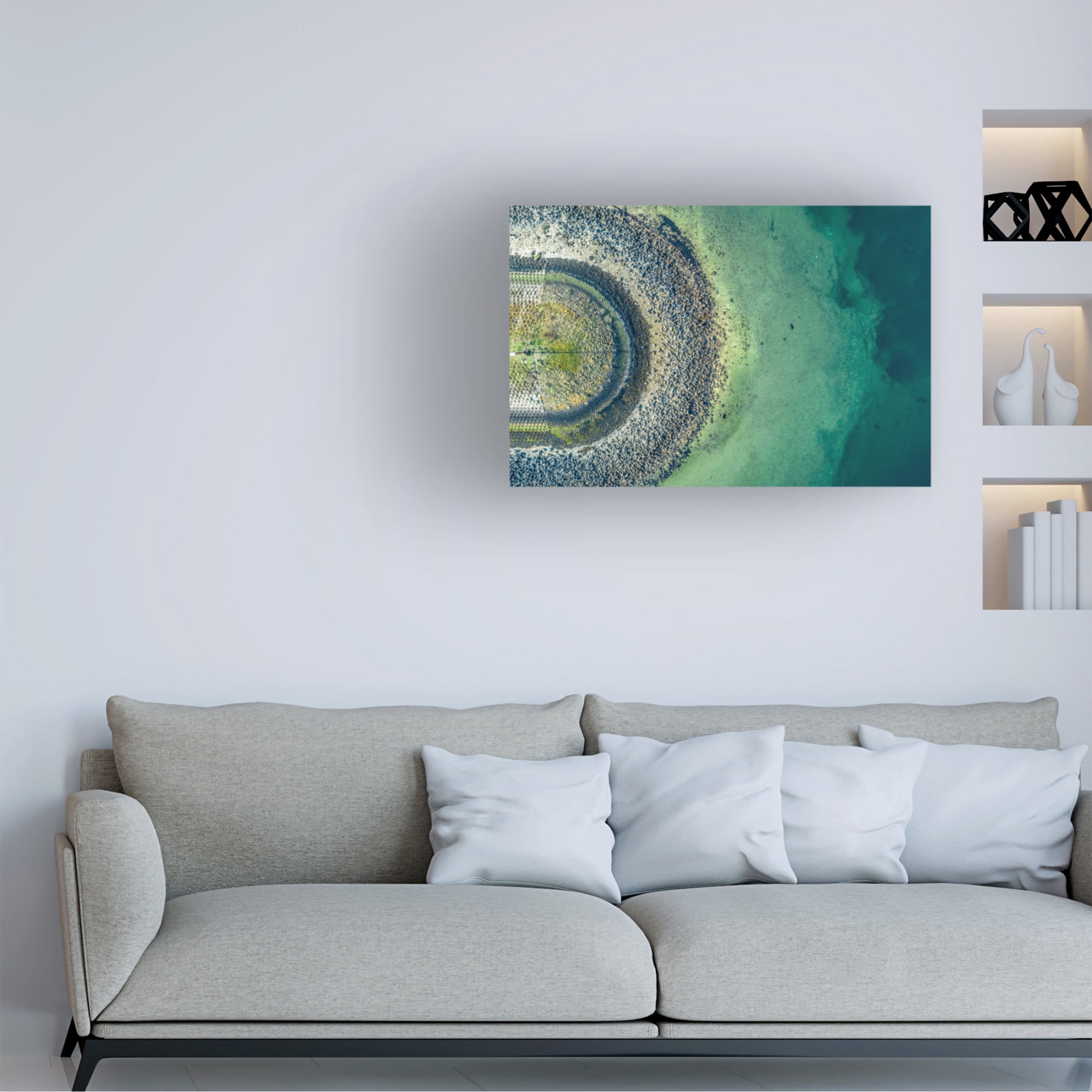 Canvas Wall Art - Bernardine De Laat 'At The End Of The Pier' Wall Art for Living Room, Bedroom, or Office D?cor by Trademark Fine Art - 47 x 30 Inches
