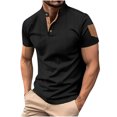 thumbnail image 2 of pstuiky camisetas de manga corta para hombre, Blusa informal de color liso con botones y bolsillos, manga corta y cuello alto para hombre ropa de hombre xxl, 2 of 9