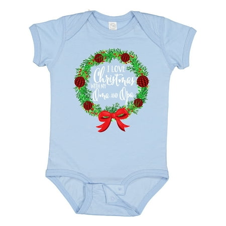 

Inktastic I Love Christmas with My Oma and Opa Wreath Gift Baby Boy or Baby Girl Bodysuit