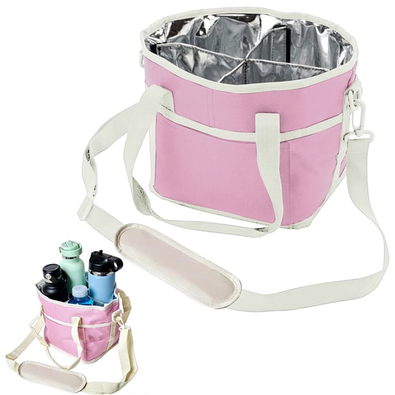 Family Size 4 Compartment Drink Bag Insulated Tumbler Carrier Caddy with Adjustable Strap for Outdoor Use