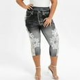 thumbnail image 6 of Black·Friday·Deals Clearance asdoklhq Womens Plus Capris, Women Plus Size Lace Printing Splice Elastic Hight Waist Casual Leggings Pants, 6 of 9
