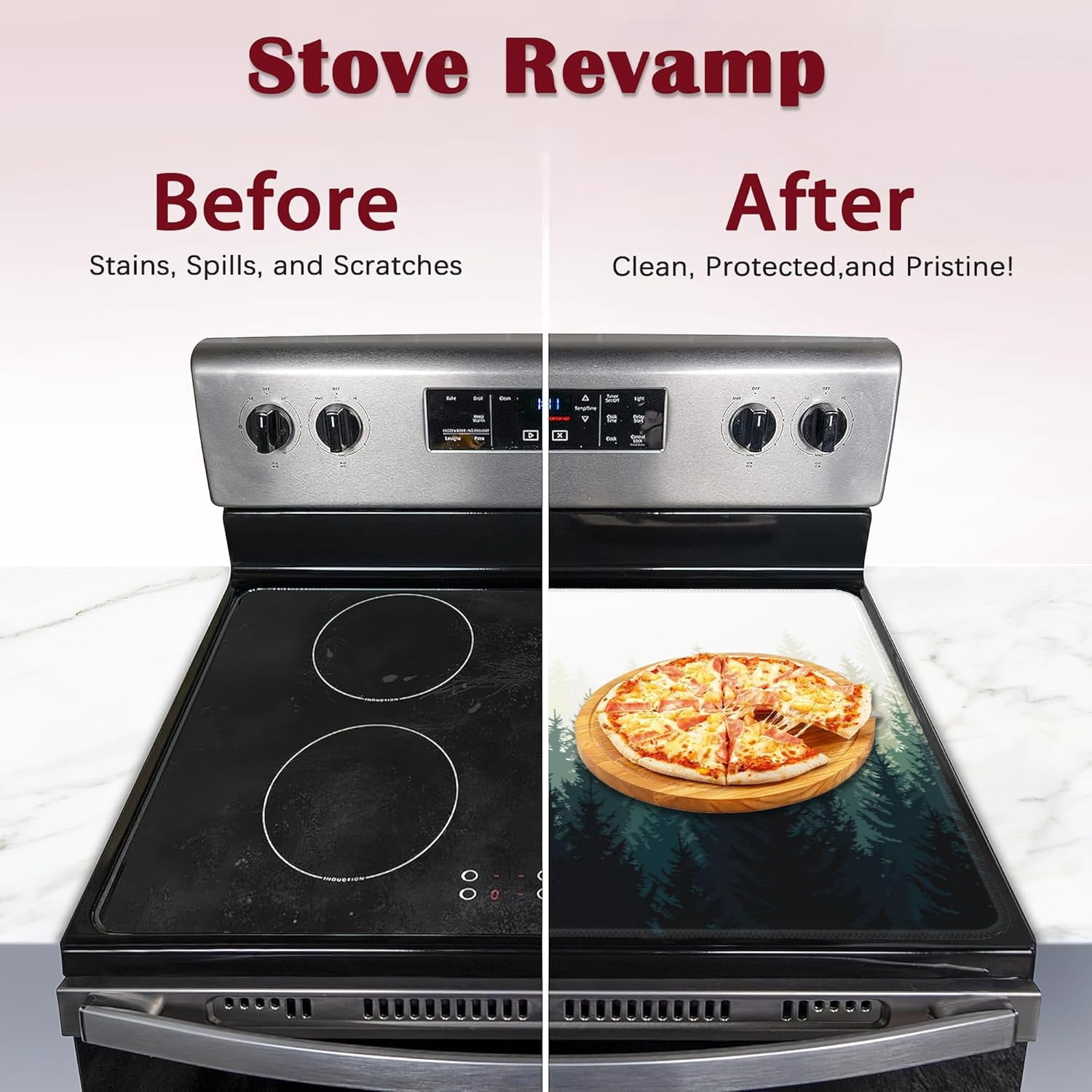 Foggy Forest Electric Stove Top Cover Protector,Glass Flat Top Stove Mat,Heat-Resistant Oven Induction Cooktop Mat for Ceramic Countertop Mats Dish Drying Mat
