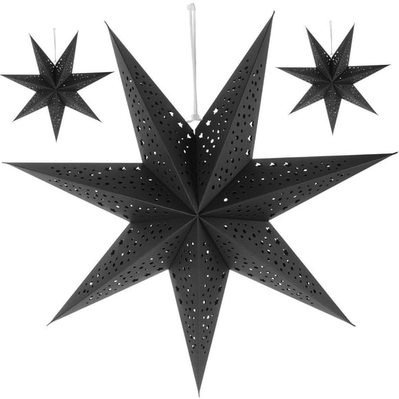 HLONK 3 Pcs Abat-Jour en Papier Étoile Septangulaire pour Plafond, Abat-Jour de Noël