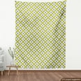 thumbnail image 4 of Abstract Fabric by the Yard, Round Square with Diagonal Streaks Retro Layout, Upholstery Fabric for Dining Chairs Home Decor Accents, Yellow Green Indigo by Ambesonne, 4 of 5