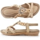 thumbnail image 5 of Sandalias de verano para mujer, chanclas cómodas informales, zapatos de playa, sandalias planas elásticas con correa en T para tobillo para mujer, 5 of 7