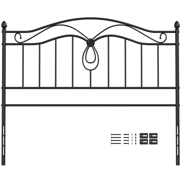 Yoneston Vintage Queen Size Metal Headboard with Adjustable Height for Queen Beds, Black