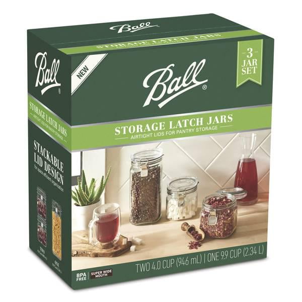 3pack Glass Latch Storage Jars