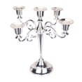 thumbnail image 2 of Candelabro portavelas, portavelas de pilar, portavelas de 5 brazos con velas largas, soporte para candelabros para de mesa plata, 2 of 9