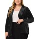 thumbnail image 2 of Blazers de terciopelo de talgrande pamujer con cuello en V, solacon muescas, informal, peplum Negro 4X, 2 of 6