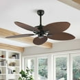 thumbnail image 4 of JONATHAN Y Raffles 52" Bohemian Industrial Iron/Plastic Mobile-App/Remote-Controlled 6-Speed Palm Blade Ceiling Fan, Neutral Brown Wood Finish, 4 of 8