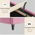thumbnail image 5 of IDEALHOUSE Pink King Bed Frames, Velvet Upholstered Platform, Diamond Block Headboard, Sturdy Metal Wood Slats, Quiet Sleep, Modern Bedroom Furniture, for Adults, Teens, 5 of 8