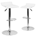thumbnail image 1 of 2 Pk. Contemporary White Vinyl Adjustable Height Barstool with Solid Wave Seat and Chrome Base, 1 of 9