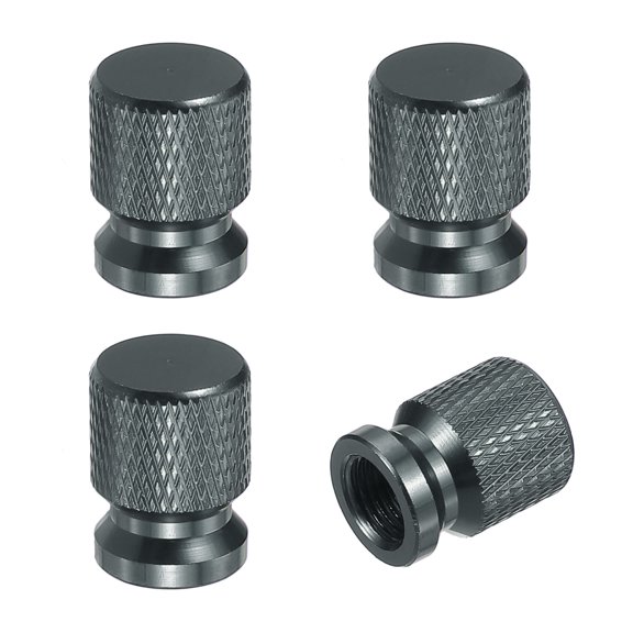 Aluminum Tire Valve Stem Caps, 4 Pcs Tire Valve Caps Vehicle Car Tire Air Caps Covers with O Rubber Ring, Grey