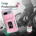 thumbnail image 3 of Heavy Duty Case for Google Pixel 8a, Military Grade Dual Layer Hybrid Rubber Bumper with Sliding Camera Cover, Built-in 360 Degree Swivel Stand Car Magnetic for Google Pixel 8a - Rosegold, 3 of 8