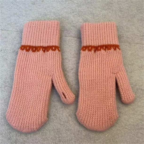 Guantes de mujer de color sólido a prueba de frío, sin dedos, cálidos, de punto, mitones para mujer