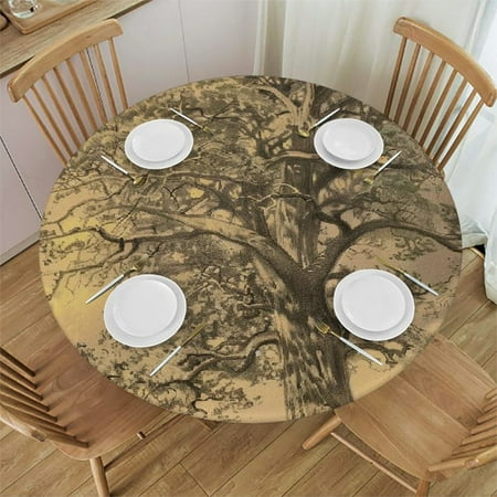 

SHERONV Nature Landscape Round Table Cover Stain Resistant Washable Indoor Outdoor Tablecloth Kitchen Dining Wedding Parties 100% Polyester Fiber 38-42