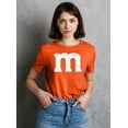 thumbnail image 2 of M Letter Funny Halloween Team Costume Women's T-shirt, S, Orange, 2 of 5