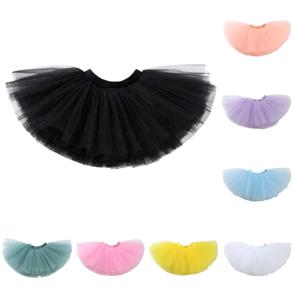 SGMVNU Tutu Skirts for Girls Multi-Layered A Line Tulle Skirts Flowy Ballet Dance Skirts for Holiday Parties Dress Up, Black, Size 8-12 Years