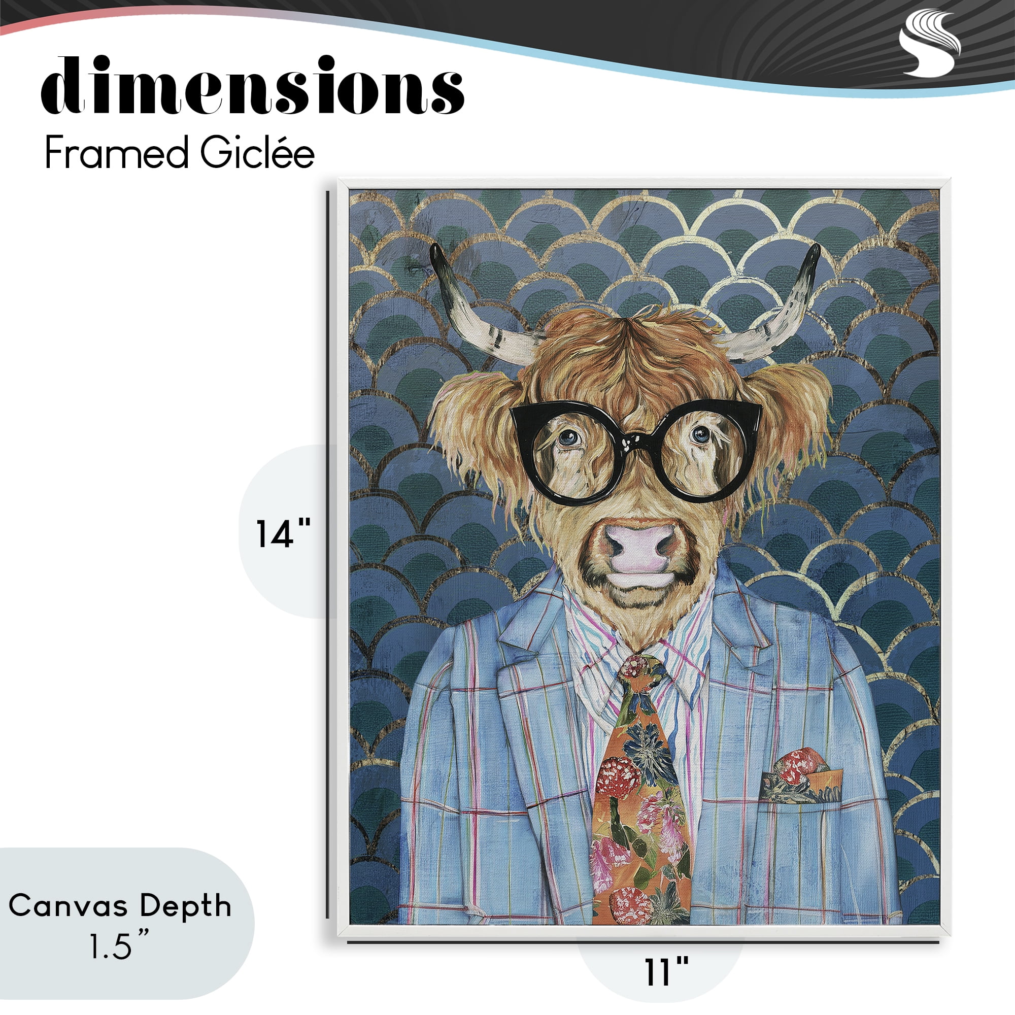 Stupell Industries Cool Highlander Portrait White Framed Giclee Art, design by Svetlana Aleynikova