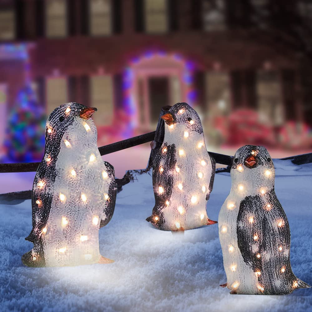 Merry Christmas Mens LED Flashing Light Up Xmas Penguin Snow Festive Jumper 