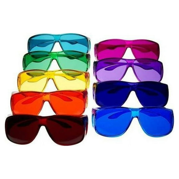 Color Therapy Glasses Large Fit Over Style Set of 9 Colors
